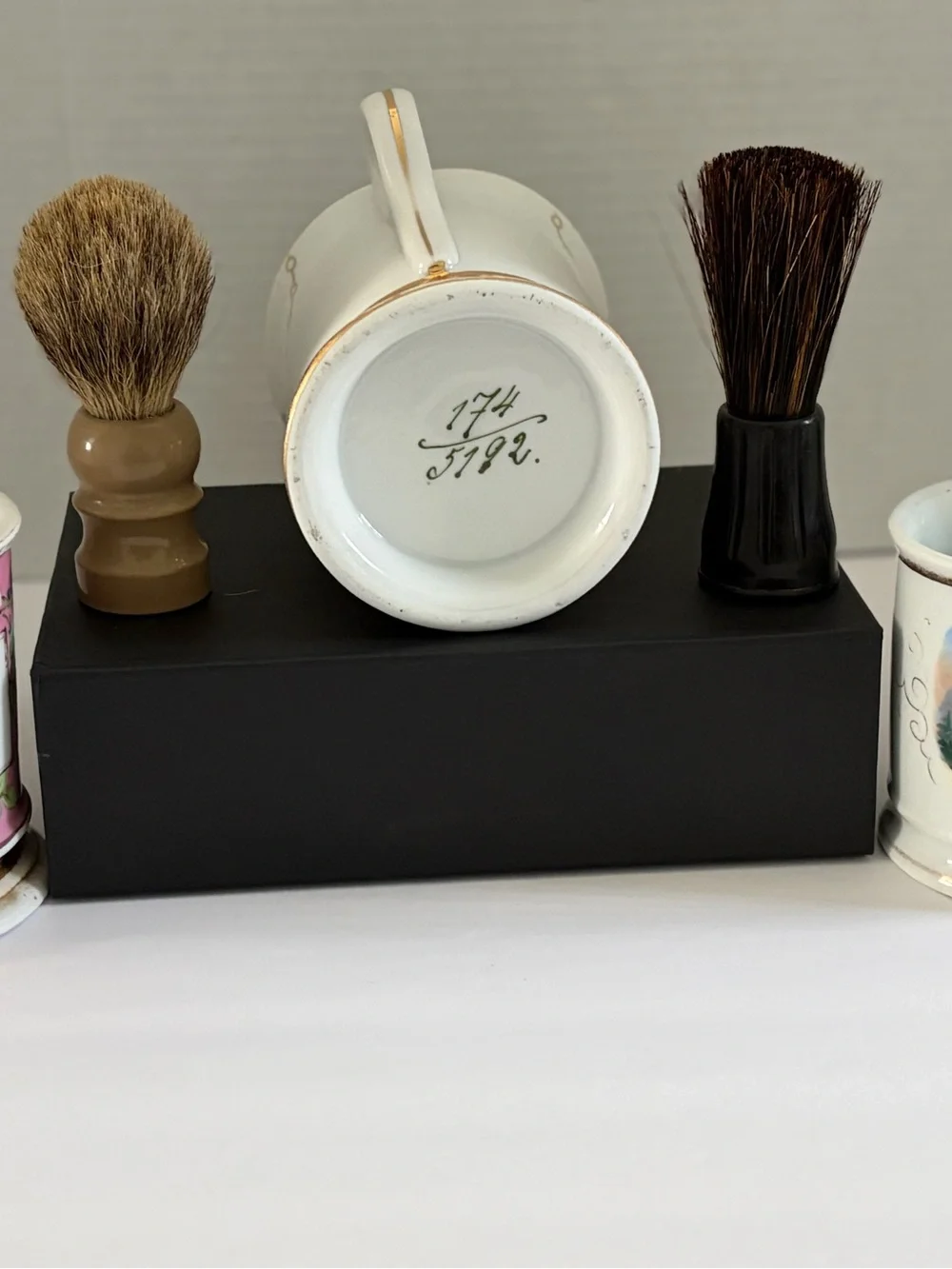 Set of 3 Antique Shaving Mugs with brushes